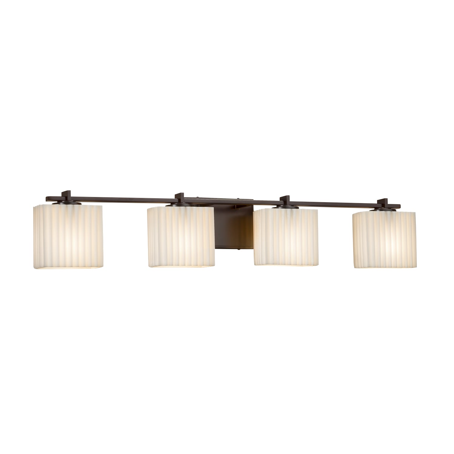 Justice Designs - PNA-8444-55-PLET-DBRZ - Four Light Bath Bar - Porcelina - Dark Bronze