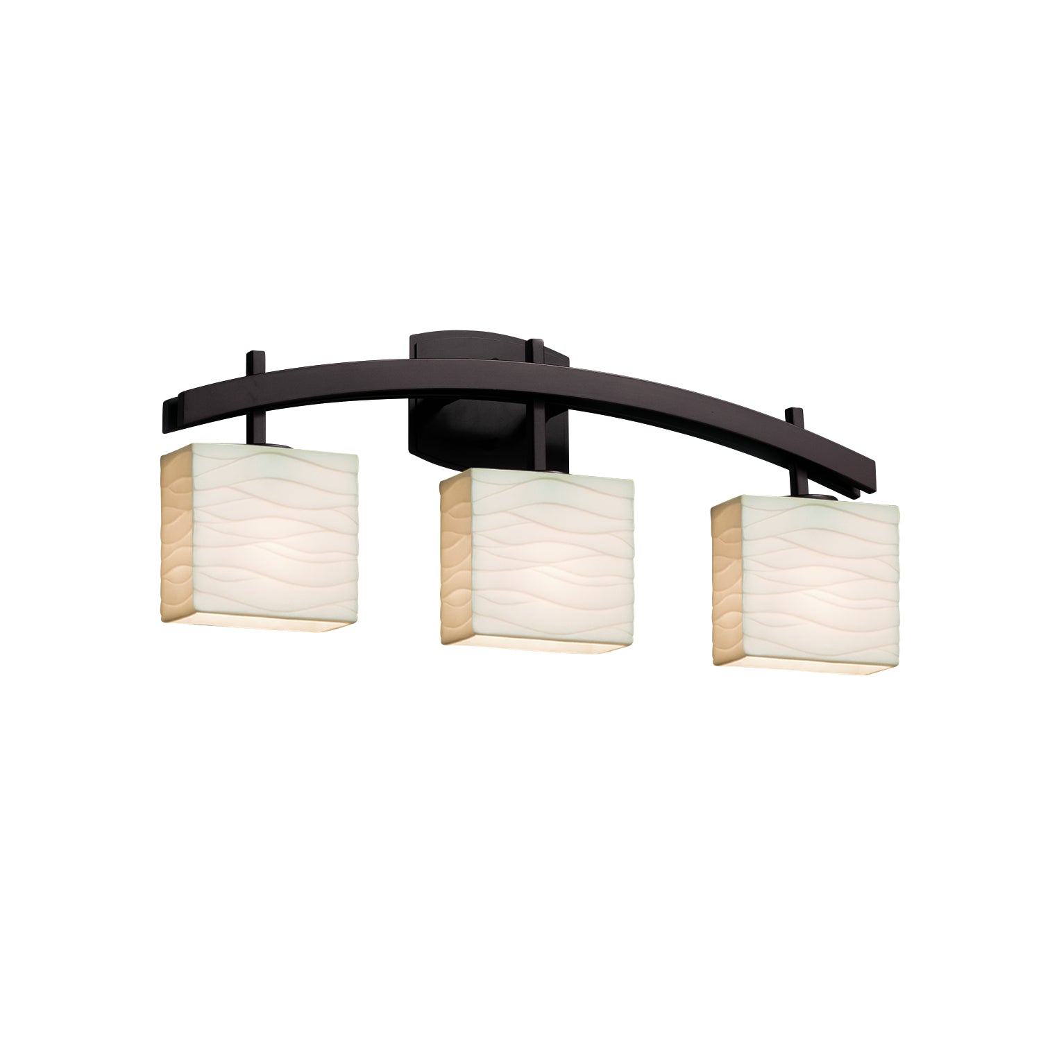 Justice Designs - PNA-8593-55-WAVE-DBRZ - Three Light Bath Bar - Porcelina - Dark Bronze