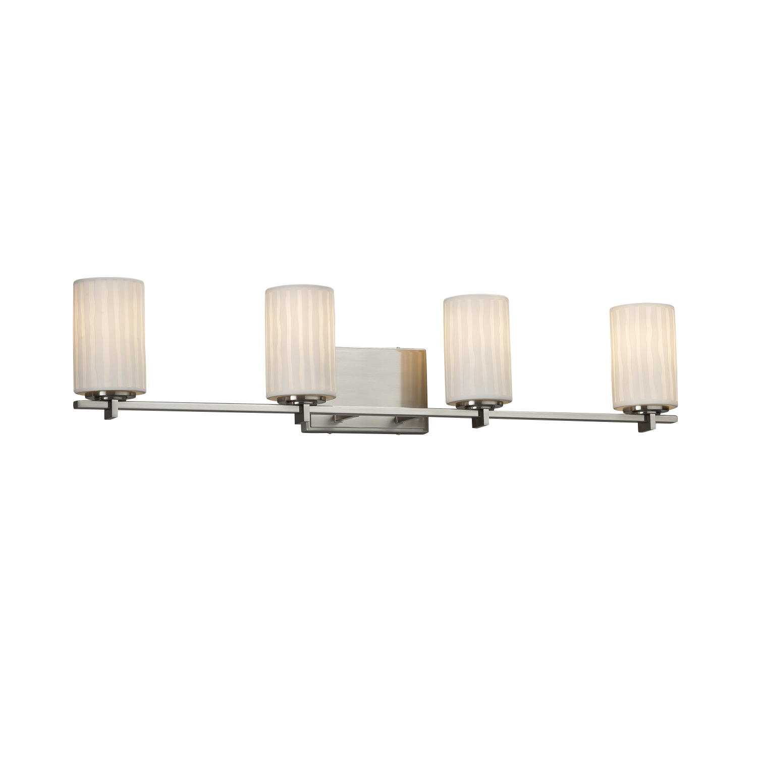 Justice Designs - POR-8444-10-WFAL-NCKL - Four Light Bath Bar - Limoges - Brushed Nickel