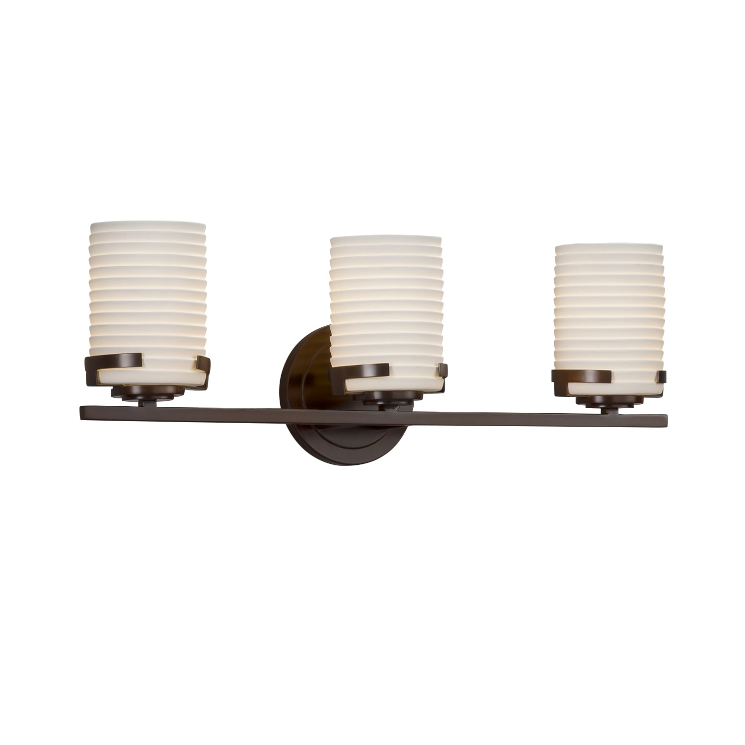 Justice Designs - POR-8453-10-SAWT-DBRZ - Three Light Bath Bar - Limoges - Dark Bronze