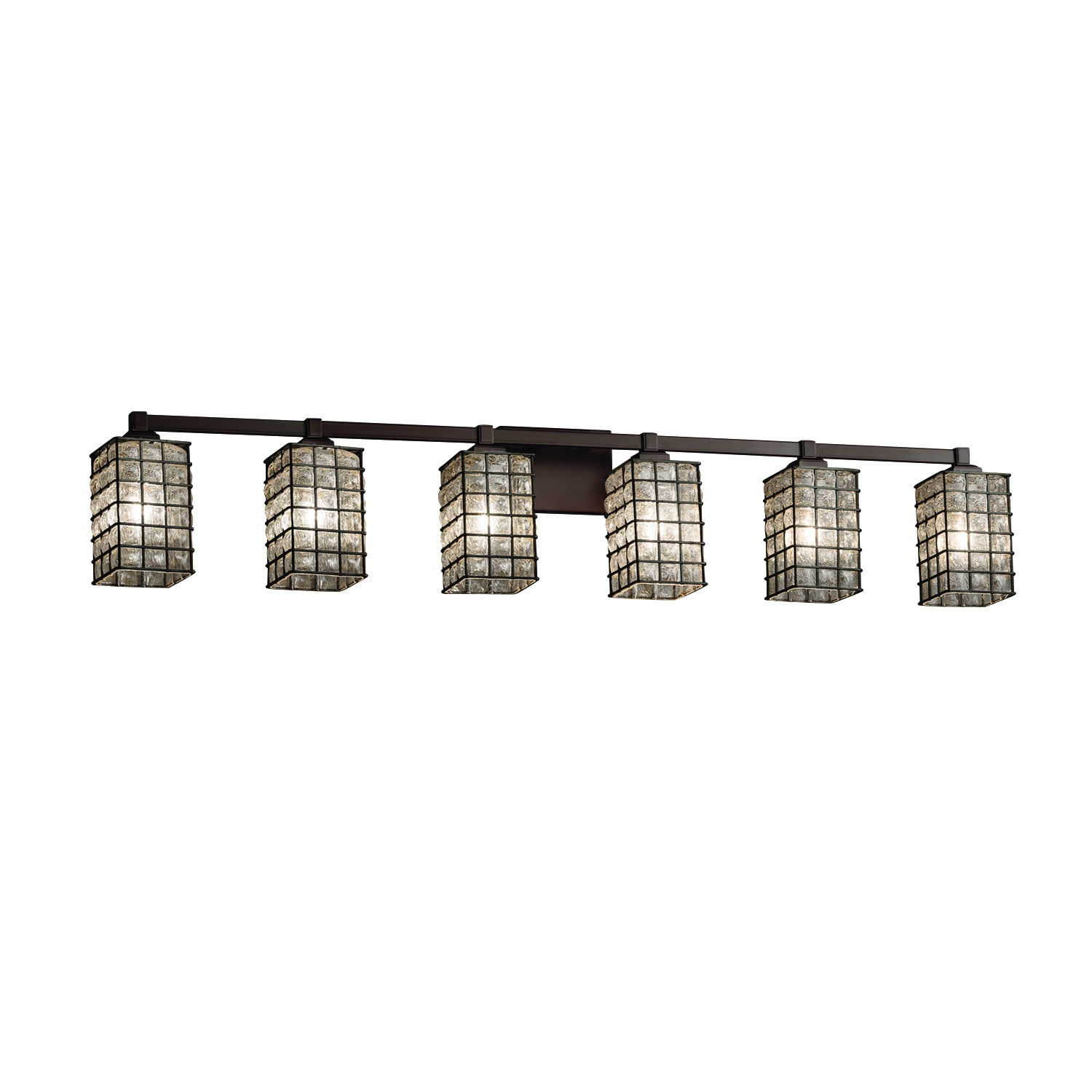 Justice Designs - WGL-8436-15-GRCB-DBRZ - Six Light Bath Bar - Wire Glass - Dark Bronze