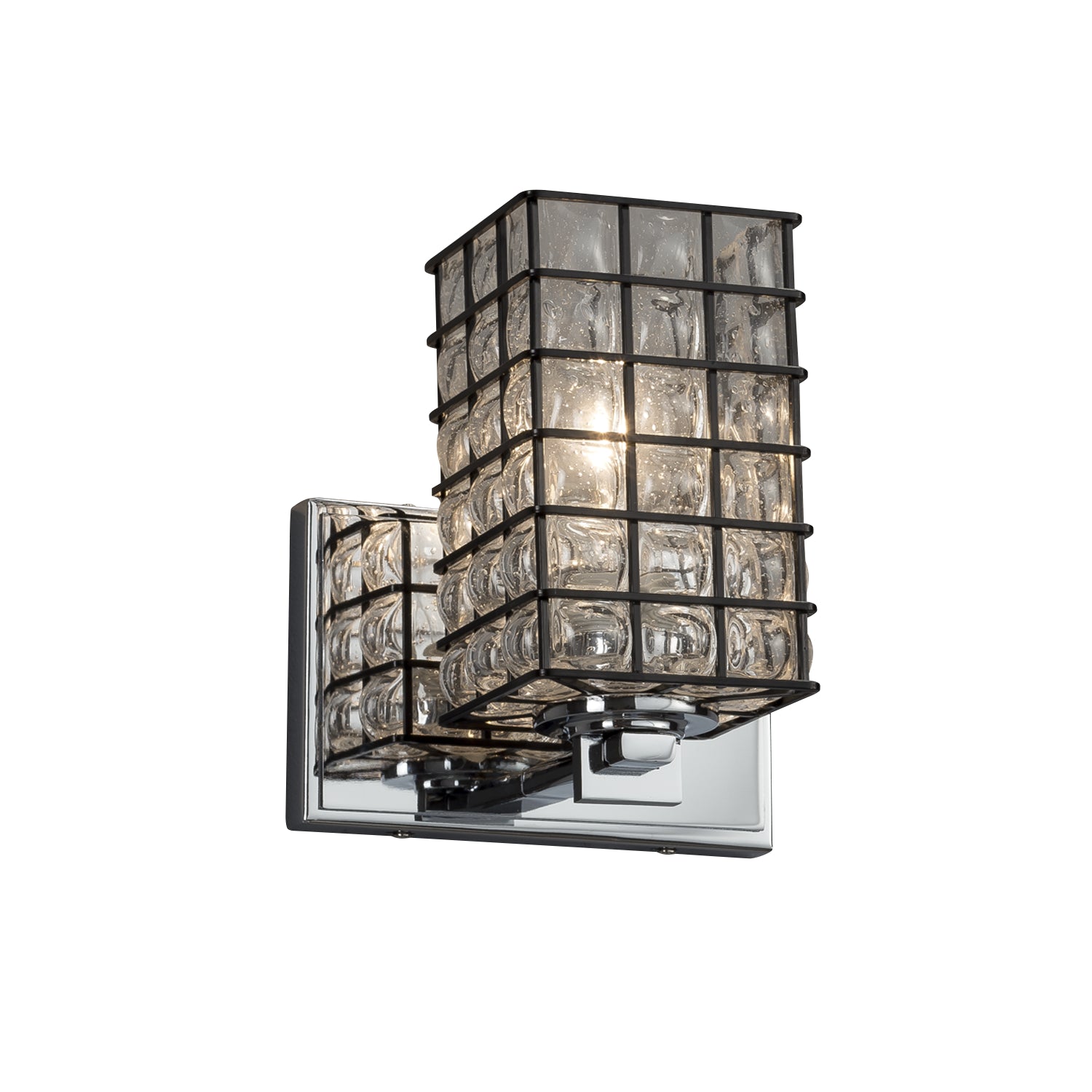 Justice Designs - WGL-8441-15-GRCB-CROM - One Light Wall Sconce - Wire Glass - Polished Chrome