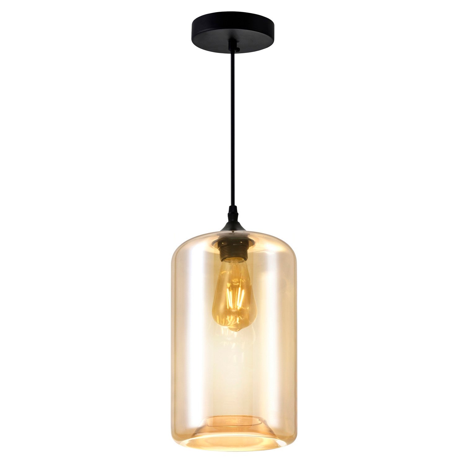 CWI Lighting - 5553P7-Cognac - One Light Mini Pendant - Glass - Black