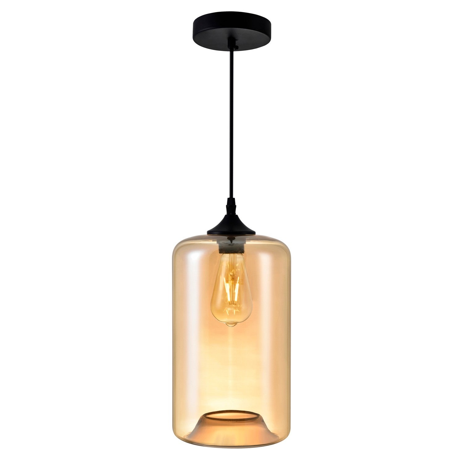 CWI Lighting - 5553P7-Cognac - One Light Mini Pendant - Glass - Black