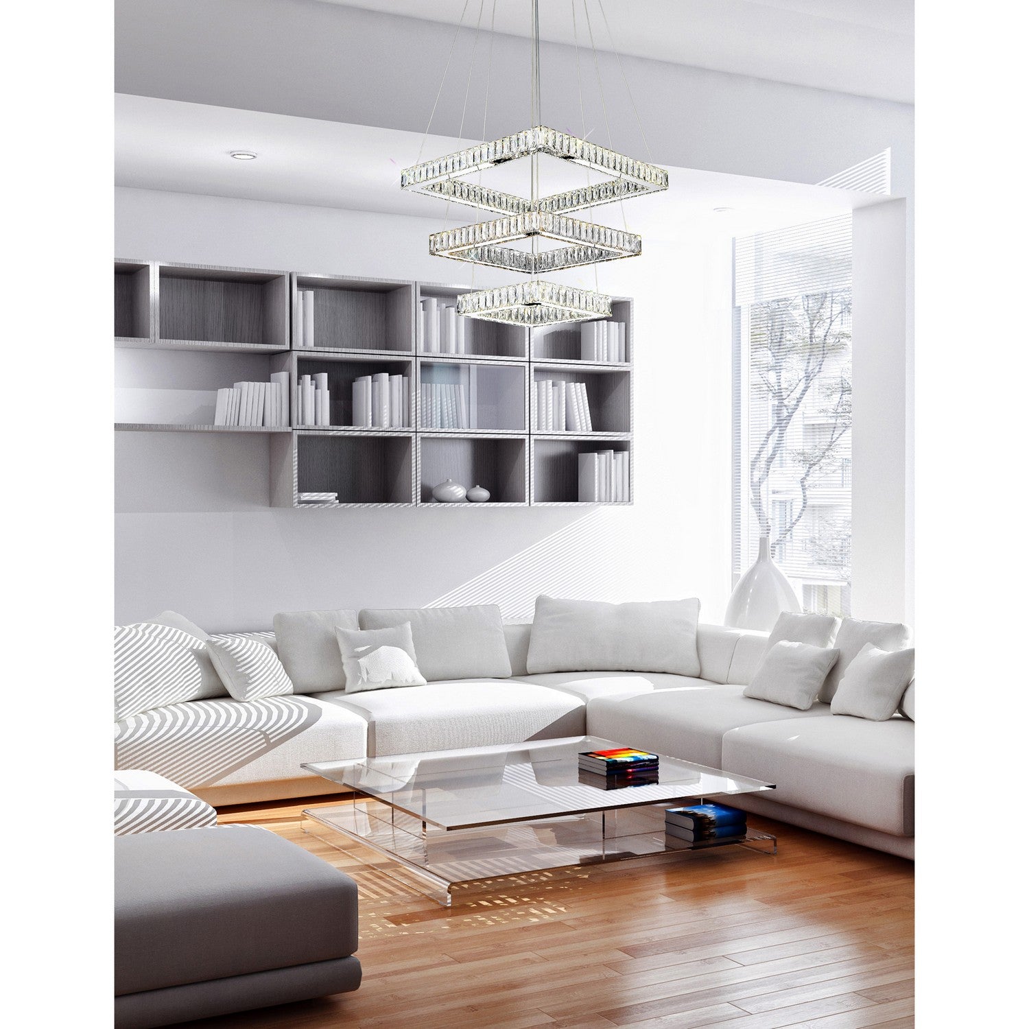 CWI Lighting - 5635P21ST-3S (Clear) - LED Chandelier - Florence - Stainless Steel