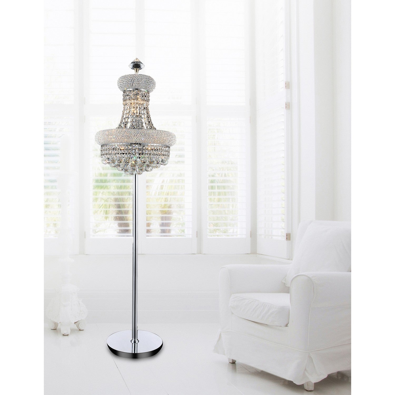 CWI Lighting - 8001F18C - Eight Light Floor Lamp - Empire - Chrome