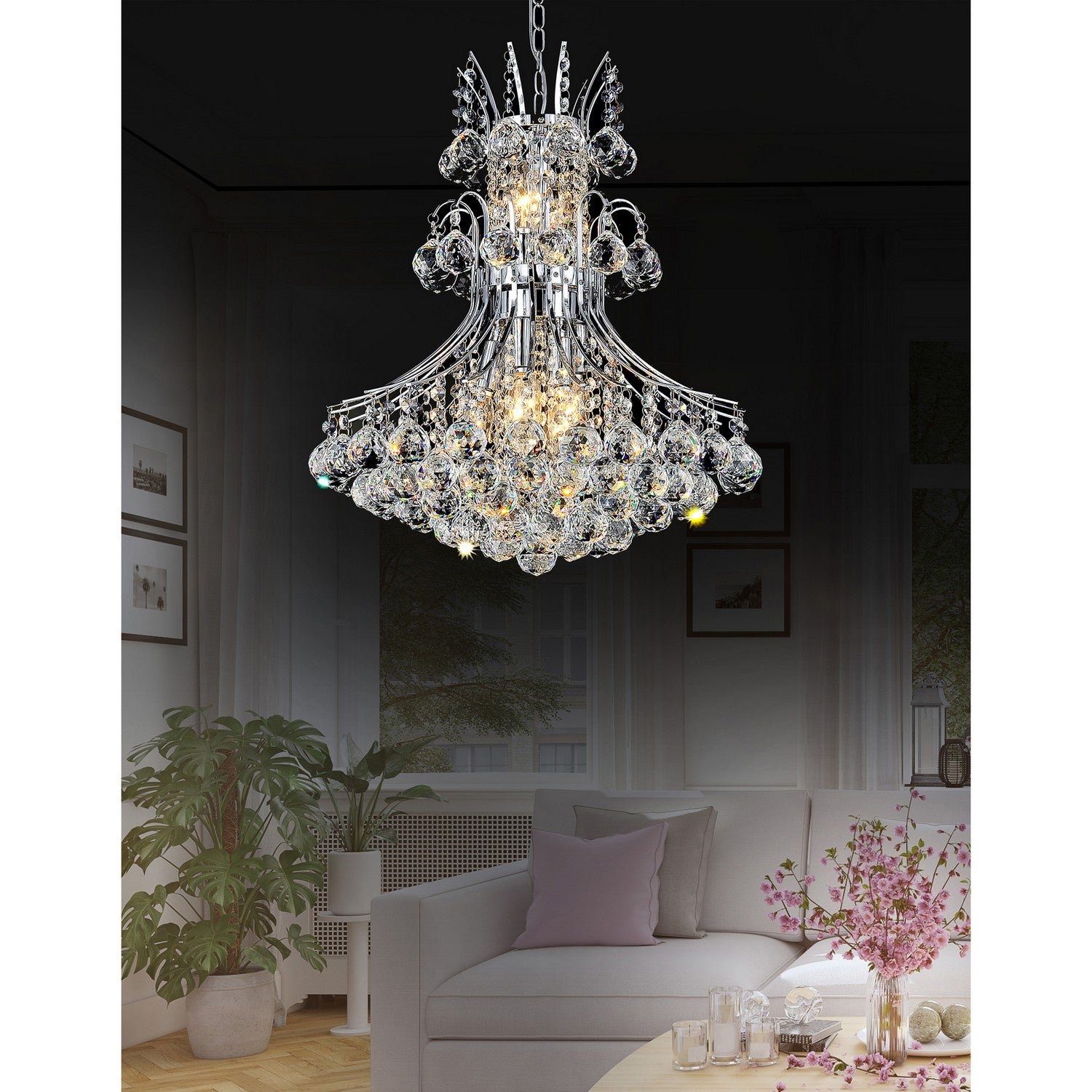 CWI Lighting - 8012P20C - Eight Light Chandelier - Princess - Chrome