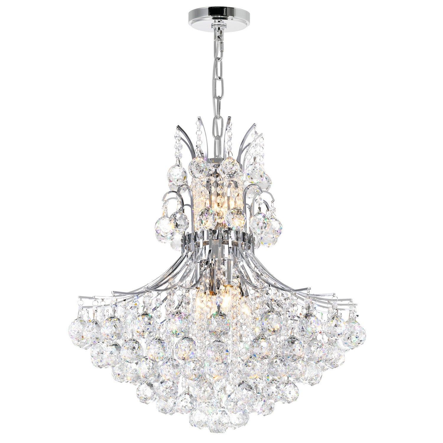 CWI Lighting - 8012P24C - Ten Light Chandelier - Princess - Chrome