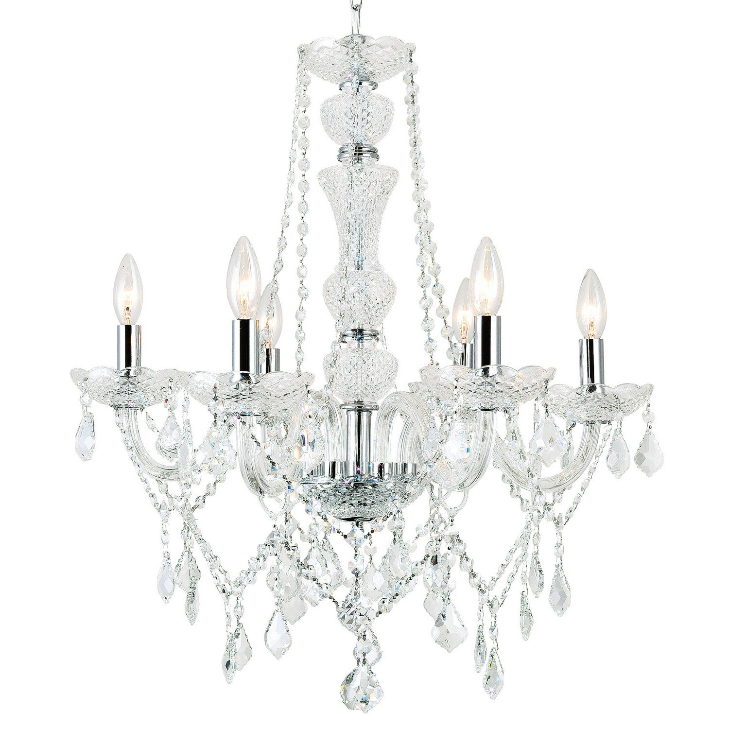 CWI Lighting - 8023P24C-6 - Six Light Chandelier - Princeton - Chrome