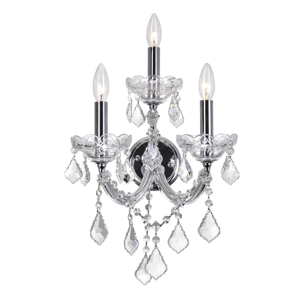 CWI Lighting - 8318W12C-3 (Clear) - Three Light Wall Sconce - Maria Theresa - Chrome