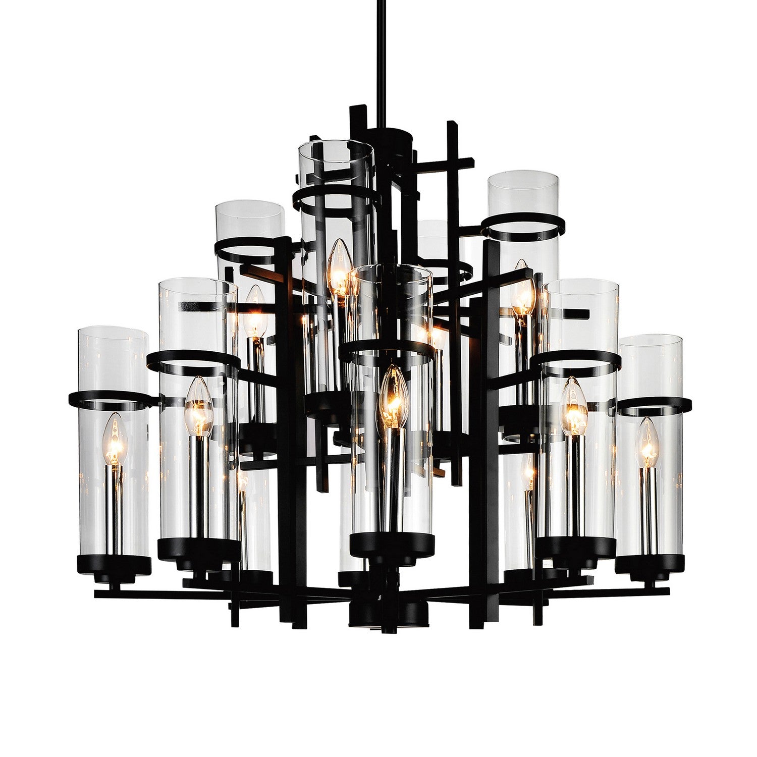 CWI Lighting - 9827P30-12-101-A - 12 Light Chandelier - Sierra - Black