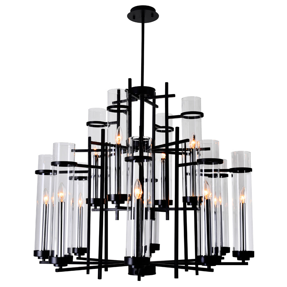 CWI Lighting - 9827P38-12-101 - 12 Light Chandelier - Sierra - Black