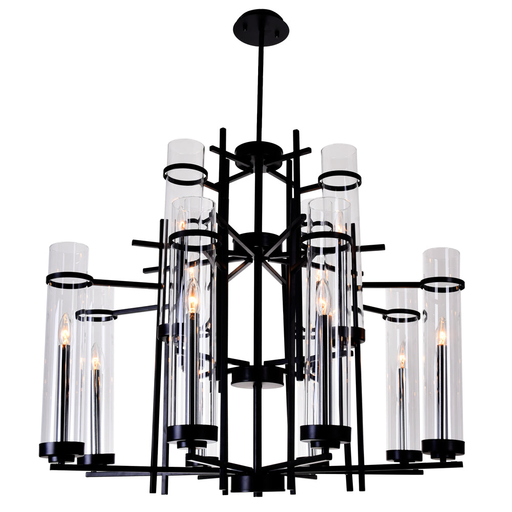 CWI Lighting - 9827P38-12-101 - 12 Light Chandelier - Sierra - Black