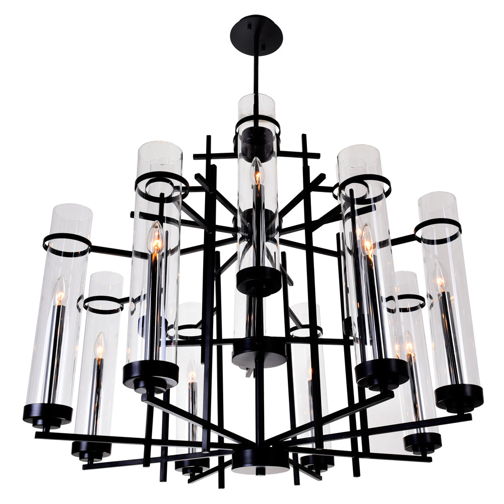 CWI Lighting - 9827P38-12-101 - 12 Light Chandelier - Sierra - Black