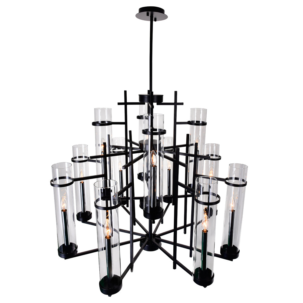 CWI Lighting - 9827P38-12-101 - 12 Light Chandelier - Sierra - Black