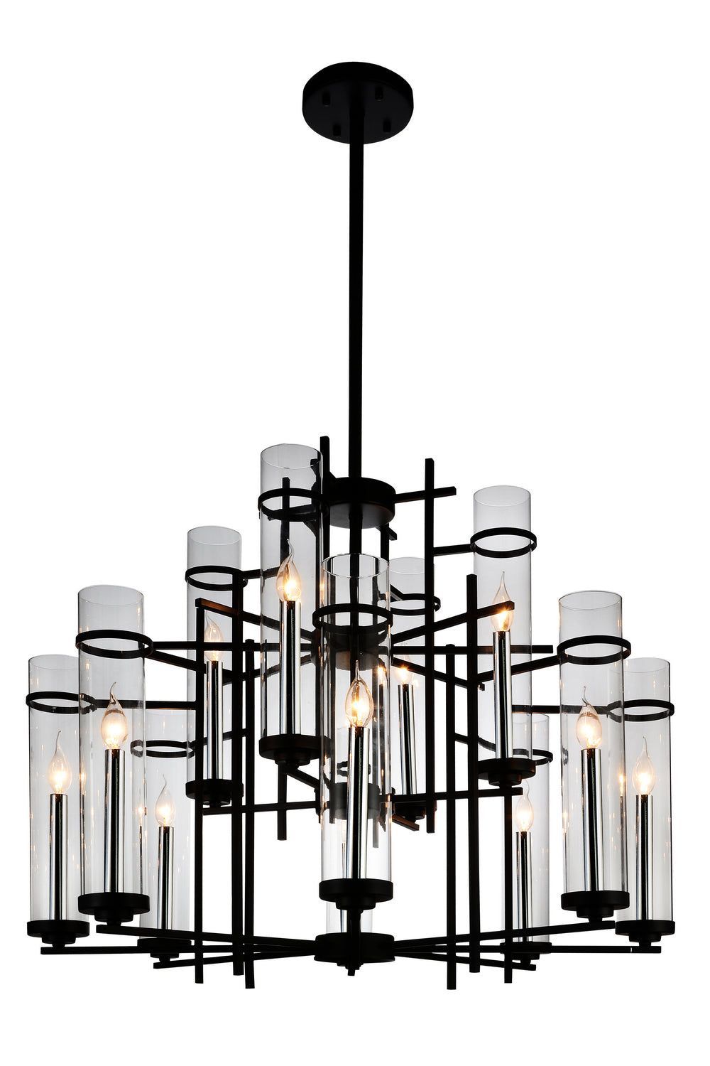 CWI Lighting - 9827P38-12-101 - 12 Light Chandelier - Sierra - Black