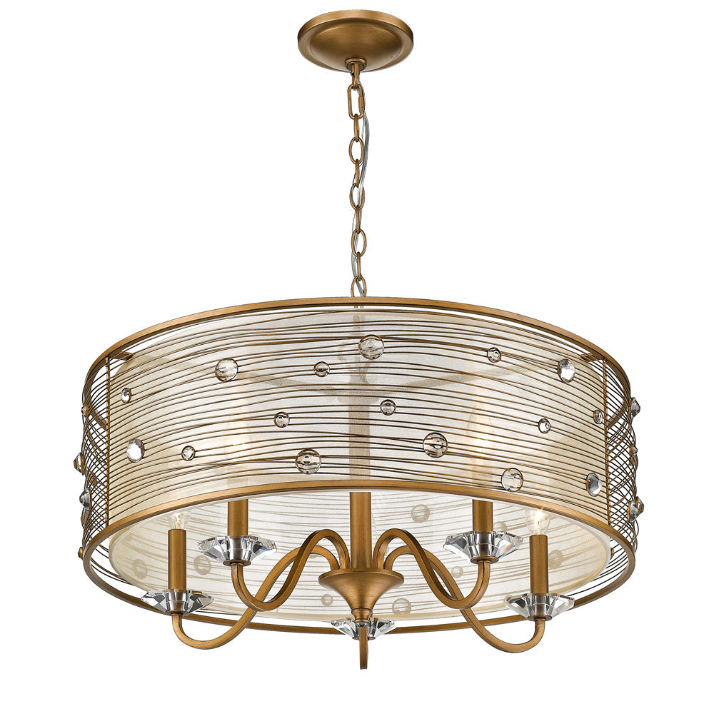 Golden - 1993-5 PG - Five Light Chandelier - Joia PG - Peruvian Gold