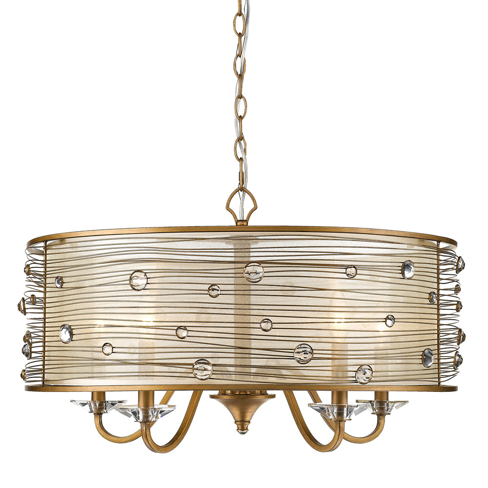 Golden - 1993-5 PG - Five Light Chandelier - Joia PG - Peruvian Gold