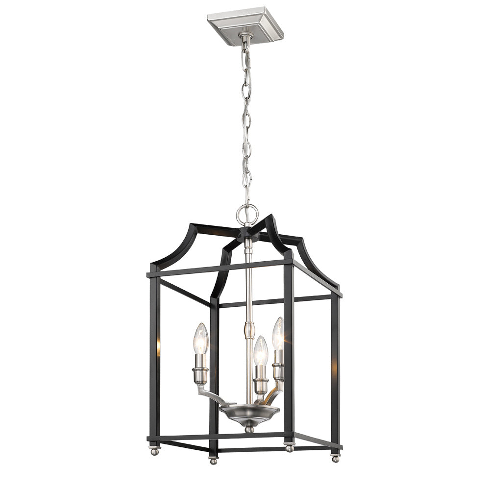 Golden - 8401-3P PW-BLK - Three Light Pendant - Leighton PW - Pewter