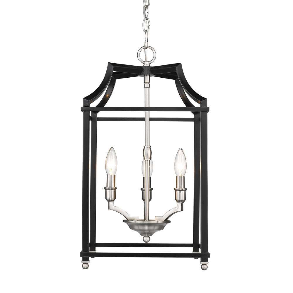 Golden - 8401-3P PW-BLK - Three Light Pendant - Leighton PW - Pewter