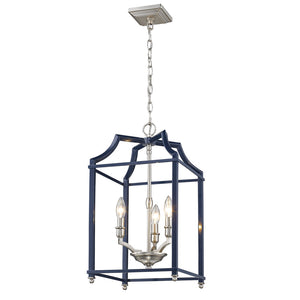 Golden - 8401-3P PW-NVY - Three Light Pendant - Leighton PW - Pewter