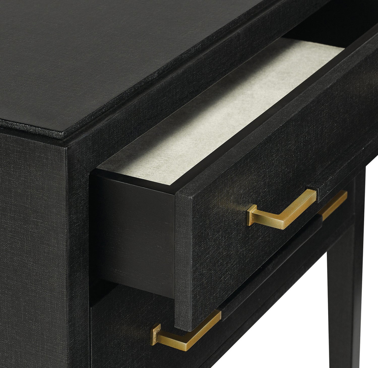 Currey and Company - 3000-0036 - Nightstand - Verona - Black Lacquered Linen/Champagne