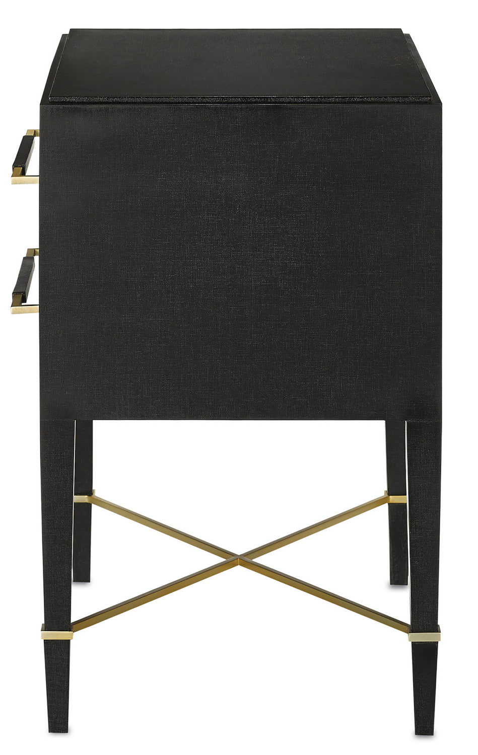 Currey and Company - 3000-0036 - Nightstand - Verona - Black Lacquered Linen/Champagne