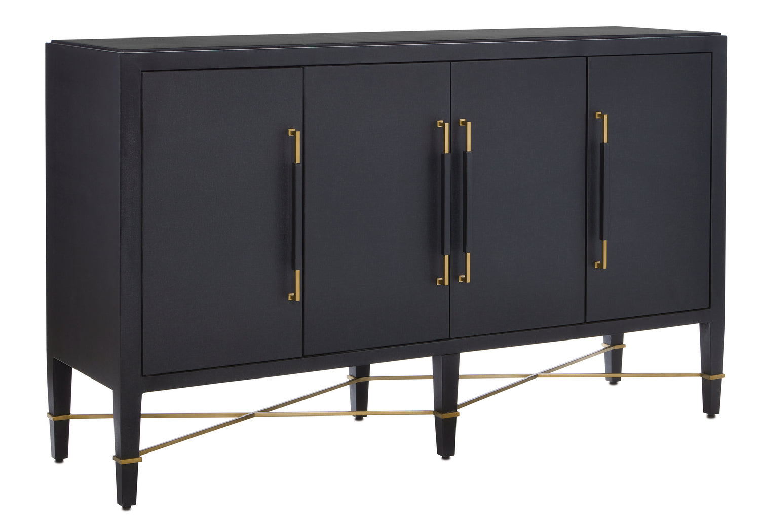 Currey and Company - 3000-0037 - Sideboard - Verona - Black Lacquered Linen/Champagne