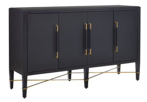 Currey and Company - 3000-0037 - Sideboard - Verona - Black Lacquered Linen/Champagne