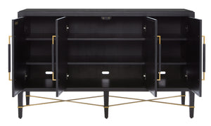 Currey and Company - 3000-0037 - Sideboard - Verona - Black Lacquered Linen/Champagne