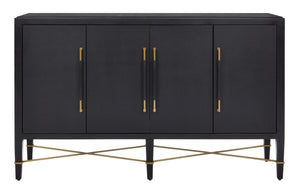 Currey and Company - 3000-0037 - Sideboard - Verona - Black Lacquered Linen/Champagne