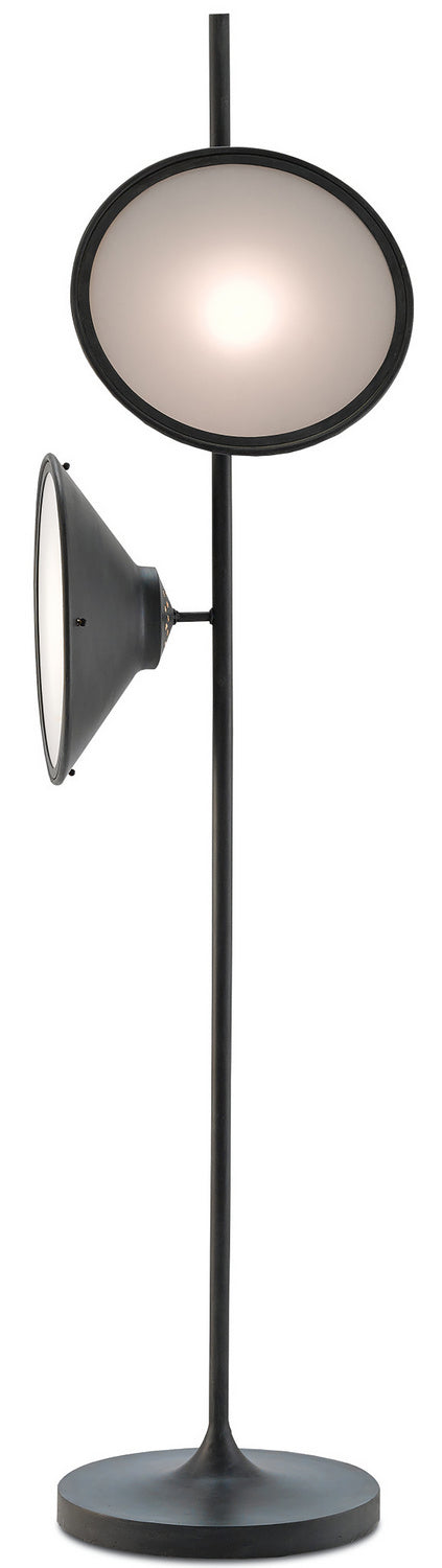 Currey and Company - 8000-0018 - Two Light Floor Lamp - Bulat - Antique Black/White Opaque