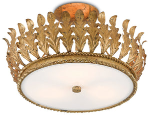 Currey and Company - 9999-0024 - Three Light Semi-Flush Mount - Bunny Williams - Gold Leaf