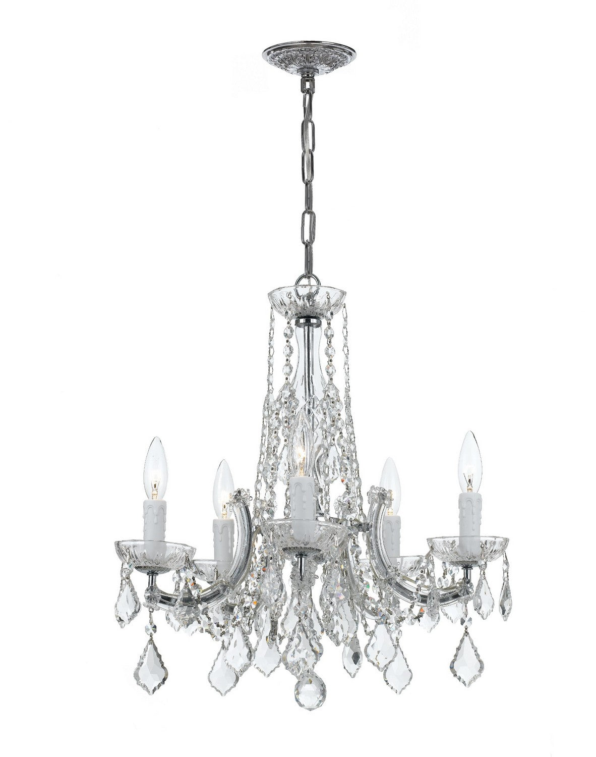 Crystorama - 4576-CH-CL-MWP - Five Light Chandelier - Maria Theresa - Polished Chrome