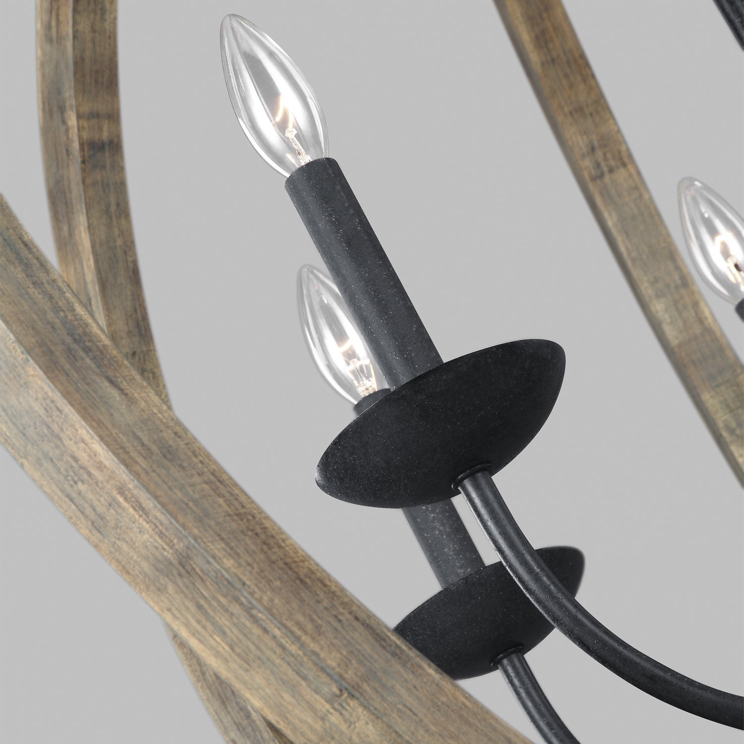 Visual Comfort Studio - F3186/6WOW/AF - Six Light Pendant - Allier - Weathered Oak Wood / Antique Forged Iron