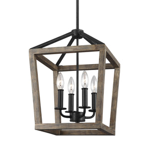 Visual Comfort Studio - F3190/4WOW/AF - Four Light Chandelier - Gannet - Weathered Oak Wood / Antique Forged Iron