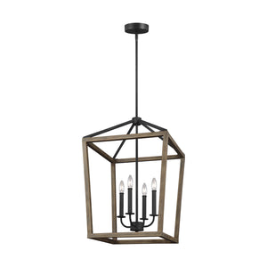 Visual Comfort Studio - F3191/4WOW/AF - Four Light Chandelier - Gannet - Weathered Oak Wood / Antique Forged Iron