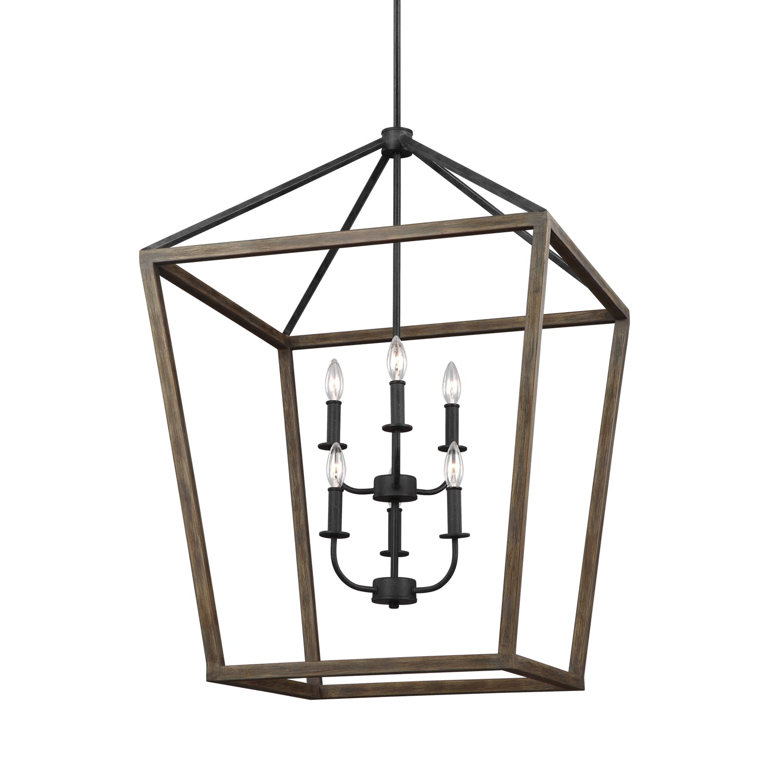 Visual Comfort Studio - F3192/6WOW/AF - Six Light Chandelier - Gannet - Weathered Oak Wood / Antique Forged Iron