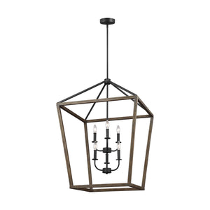 Visual Comfort Studio - F3192/6WOW/AF - Six Light Chandelier - Gannet - Weathered Oak Wood / Antique Forged Iron