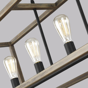 Visual Comfort Studio - F3193/5WOW/AF - Five Light Linear Chandelier - Gannet - Weathered Oak Wood / Antique Forged Iron