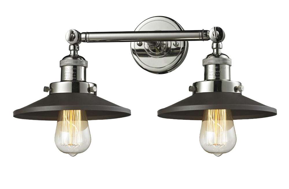 Innovations - 208-PN-M6BK - Two Light Bath Vanity - Franklin Restoration - Polished Nickel