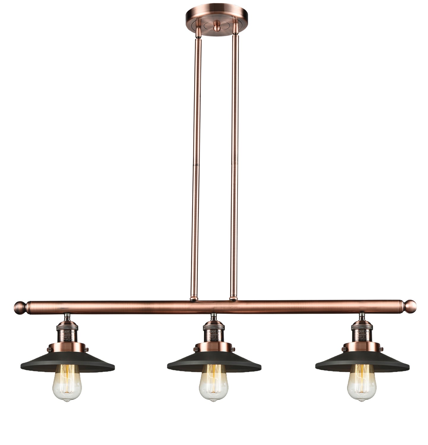 Innovations - 213-AC-M6BK - Three Light Island Pendant - Franklin Restoration - Antique Copper