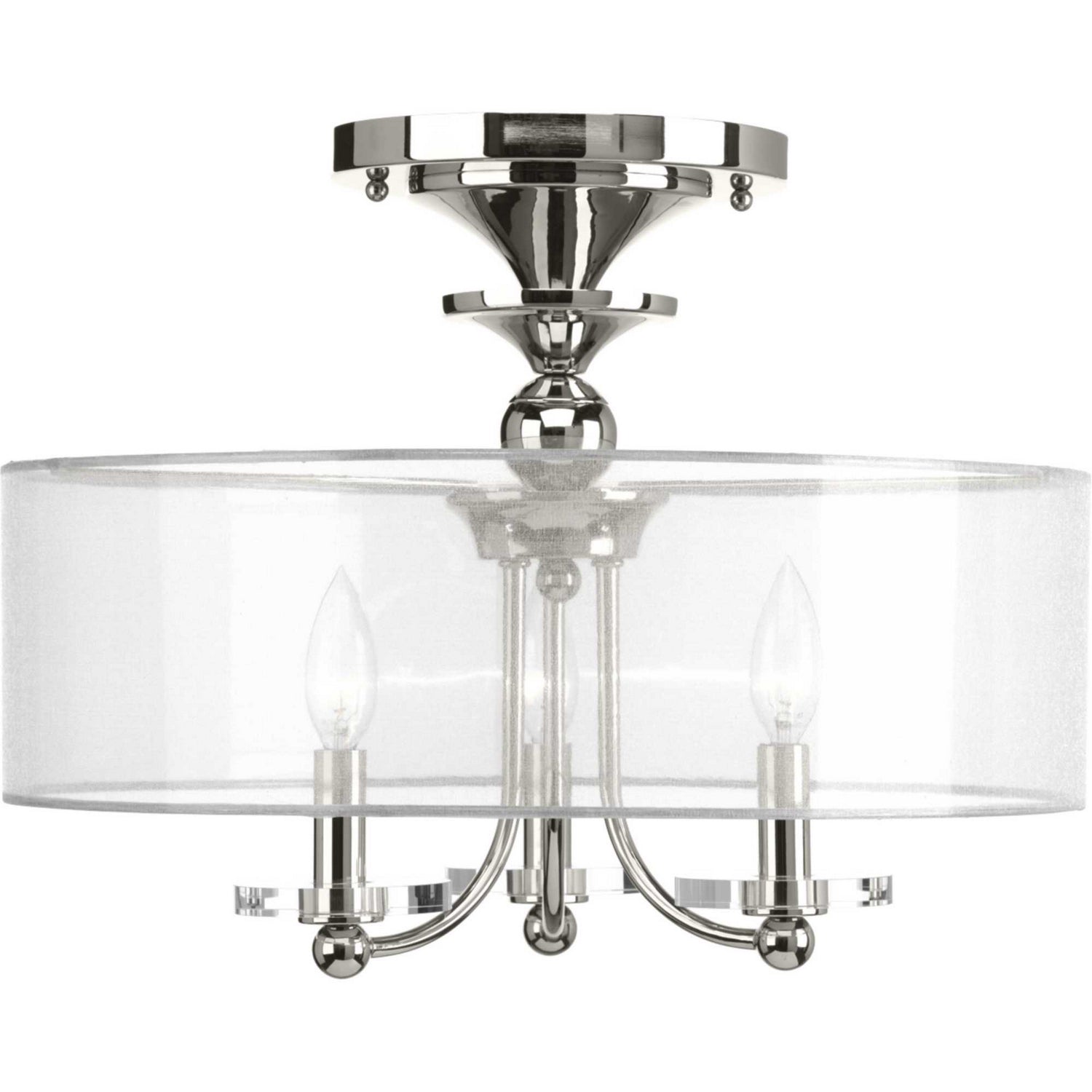 Progress Lighting - P350029-104 - Three Light Semi-Flush Convertible - Marche' - Polished Nickel