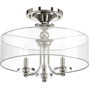 Progress Lighting - P350029-104 - Three Light Semi-Flush Convertible - Marche' - Polished Nickel