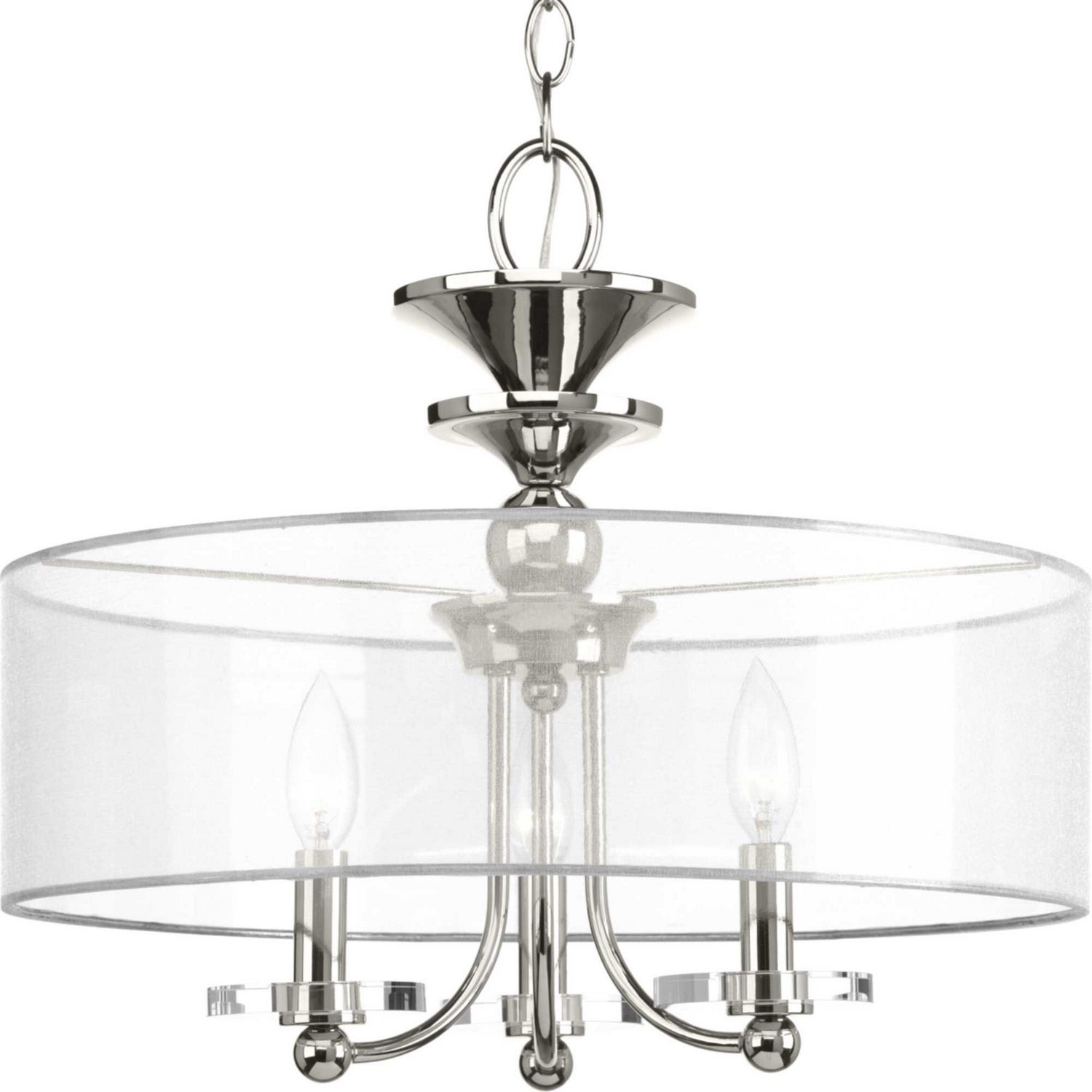 Progress Lighting - P350029-104 - Three Light Semi-Flush Convertible - Marche' - Polished Nickel