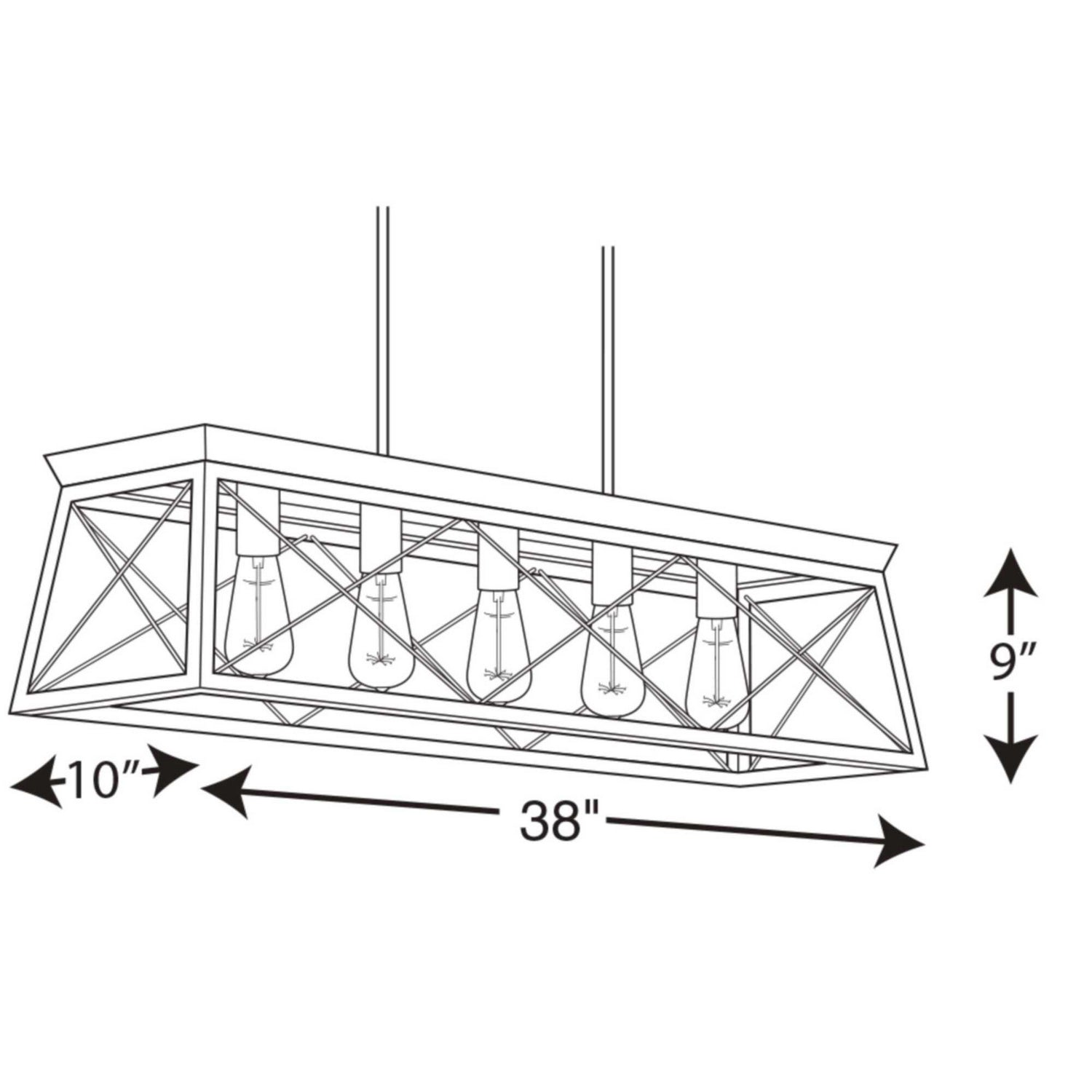 Progress Lighting - P400048-020 - Five Light Linear Chandelier - Briarwood - Antique Bronze