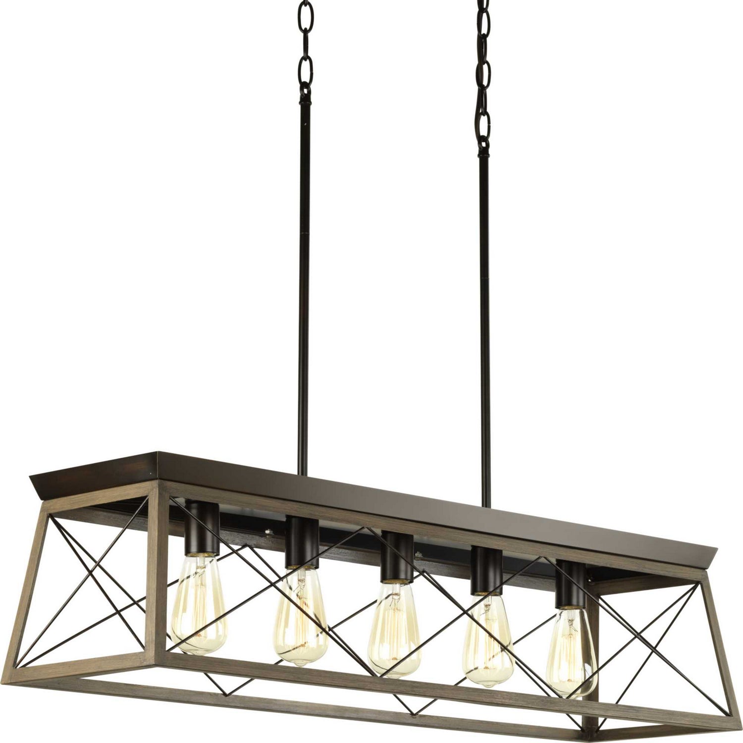 Progress Lighting - P400048-020 - Five Light Linear Chandelier - Briarwood - Antique Bronze