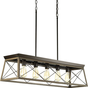 Progress Lighting - P400048-020 - Five Light Linear Chandelier - Briarwood - Antique Bronze