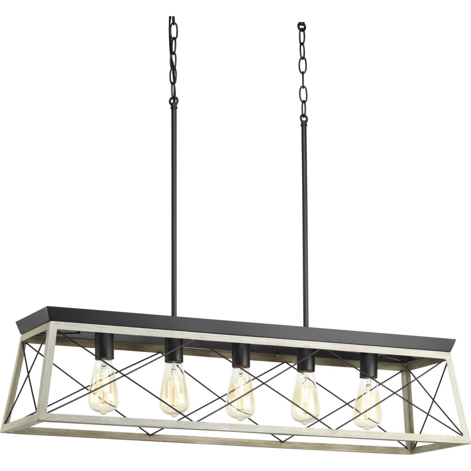 Progress Lighting - P400048-143 - Five Light Linear Chandelier - Briarwood - Graphite