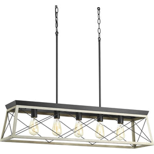 Progress Lighting - P400048-143 - Five Light Linear Chandelier - Briarwood - Graphite